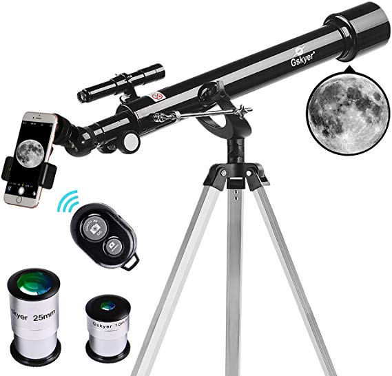Telescope, 60mm Aperture 700mm AZ Mount Astronomy Refractor Telescope, Scope with Smartphone Adapter and Bluetooth Camera Remote for Kids & Beginners