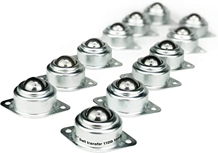 1" Roller Ball Transfer Bearings, 1,320 Lbs Total Load-bearing Capacity (Set of 12)