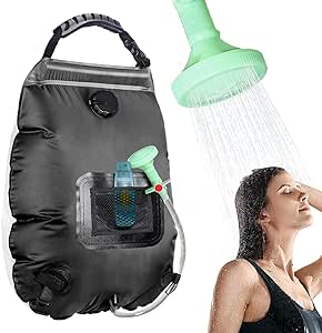 Solar Shower Bag | 5 Gal/20L Solar Heating Camping Shower Bag | Removable Hose | On-Off Switchable Shower Head | Ducha Portatil | Traveling Shower | Portable Shower for Beach Swimming, Hiking