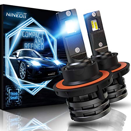 NINEO H13 LED Headlight Bulbs w/Small Size,10000LM 6500K Cool White CREE Chips 9008 All-in-One Conversion Kit