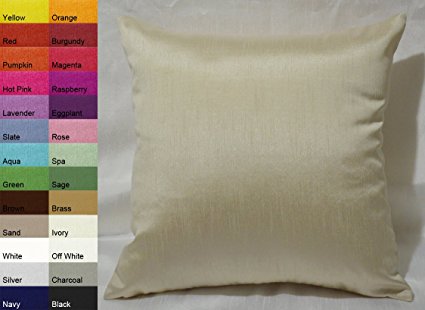 Creative Faux Silk Solid Euro Sham / Pillow Cover 26 by 26 - Ivory