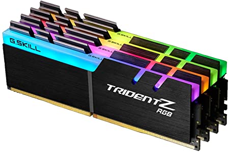 G.SKILL F4-3200C14Q-32GTZR Trident Z RGB Series 32 GB (8 GB x 4) DDR4 3200 MHz PC4-25600 CL14 Dual Channel Memory Kit - Black with Full Length RGB LED Light bar