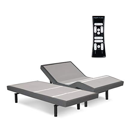 Fashion Bed Group S-Cape 2.0 Adjustable Bed Base with Wallhugger Technology and Full Body Massage, Charcoal Gray Finish, Split California King