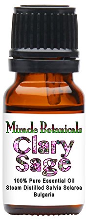 Miracle Botanicals Premium Bulgarian Clary Sage Essential Oil - 100% Pure Salvia Sclarea - 10ml or 30ml Sizes - Therapeutic Grade 10ml