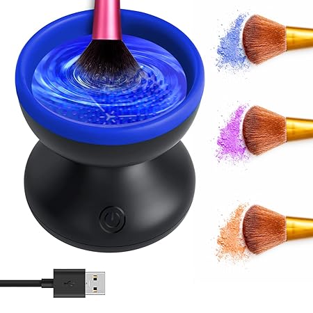 Makeup Brush Cleaner Machine, Electric Makeup Brush Cleaner for All Size Makeup Brushes, Automatic Makeup Brush cleaner Rechargeable with USB, Portable & Convenient, Gifts for Mom, Wife, Women