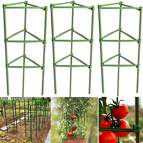 N / A Tomato Cages Deformable Plant Supports, 3Pack Plant Cages Tomato Stakes Garden Cages, Multi-Functional Tomato Trellis for Climbing Vegetables Gardens Flower Beds Fruits Vine