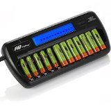 FlePow 12 Bay  Slot AA AAA Ni-MH Ni-Cd LCD Fast Battery Charger Advanced Intelligent Smart Charger  Discharger for AA AAA Ni-MH  Ni-Cd Rechargeable Batteries