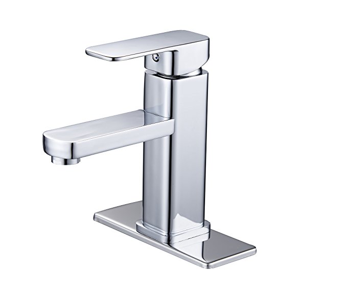 Greenspring Single Hole Square Solid Brass Bathroom Sink Faucet Basin Mixer Tap,Chrome Finished