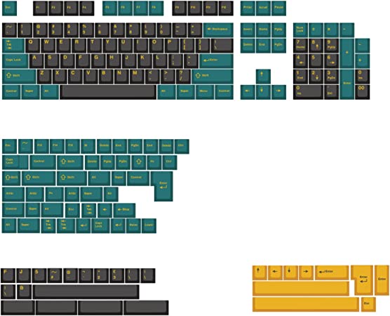 Akko MARRS Green 184-key Cherry Profile ABS Double-Shot Keycaps Set for Mechanical Gaming Keyboard with ISO modifiers