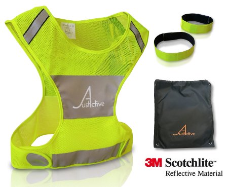 Premium Reflective Vest for Running or Cycling, Clothes for Women Men Kids, Safety Gear with Pocket, 3M Scotchlite with Reflective Bands, High Visibility for Biking, Jogging, Dog Walking.