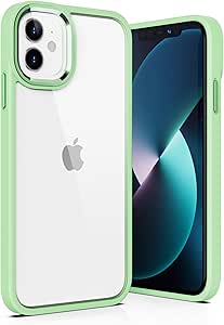 ULAK Compatible with iPhone 11 Case Clear with Color Border Hybrid Shockproof Protective Phone Case, Slim Transparent Anti-Scratch TPU Bumper Cover for iPhone 11 6.1 inch, Tea Green