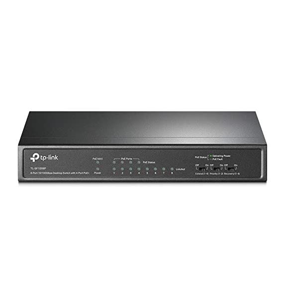 TP-Link TL-SF1008P 8-Port Desktop Switch with 4-Port PoE (Black)