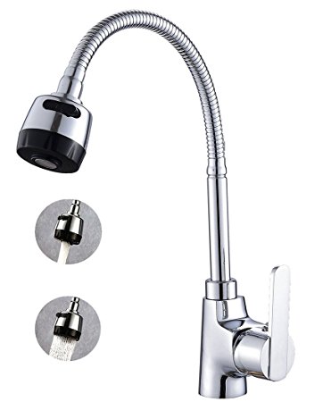 ELLO&ALLO Single Handle Pull-Down Sprayer Kitchen Sink Faucet with One Hole Mixer Tap, 360 Available and High-Arch Spout,Polished Chrome