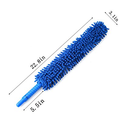 LAIMALA® Blue Car Interior & Exterior Microfiber Duster Hand Duster Two Sides Random Bend Feather Home 22Inch