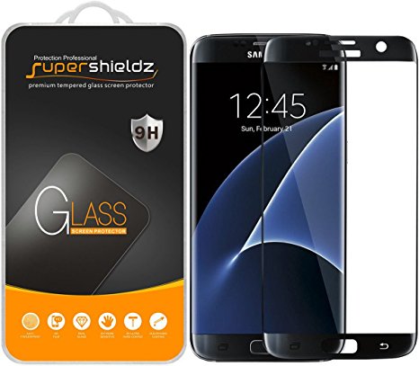 Samsung Galaxy S7 Edge Tempered Glass Screen Protector, (Full Screen Coverage) Supershieldz [3D Curved Glass], Anti-Scratch, Anti-Fingerprint, Bubble Free (Black)