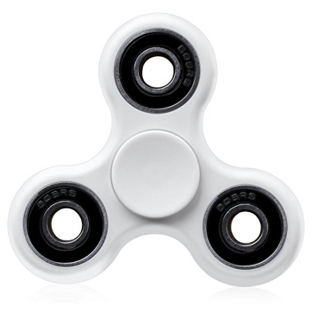 Fidget Spinners, High Speed Durable Non-3D Printed Hand Bearing Spinners for relieving ADD, ADHD, Anxiety, Boredom EDC Tri-Spinner Fidget Toy Rotate 3-5 Minutes (White)