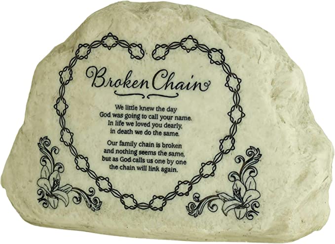 Dicksons Broken Chains Poem Grey Memorial 6 x 9 Resin Outdoor Garden Stone
