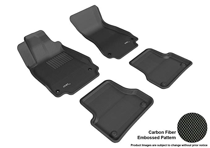 3D MAXpider Complete Set Custom Fit All-Weather Floor Mat for Select Audi A6/S6 Sedan Models - Kagu Rubber (Black)