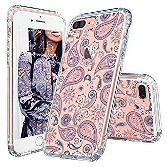 iPhone 7 Plus Case, 7 Plus Case, MOSNOVO Paisley Floral Flower Clear Design Pattern Slim Transparent Plastic Hard with TPU Bumper Protective Back Phone Case Cover for Apple iPhone 7 Plus (5.5 Inch)