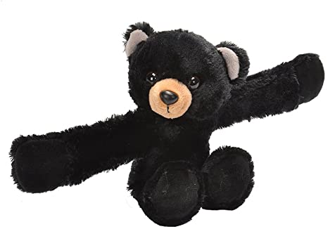 Wild Republic Huggers, Black Bear Plush Toy, Slap Bracelet, Stuffed Animal, Kids Toys, 8 inches