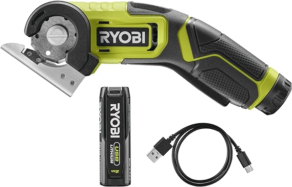 RYOBI 4V Akku-Universalschere RCT4-120G (Schnittkapazität von 6,4 mm, Drehzahl von 270 U/min, inkl. 1 x 4 V 2,0 Ah Akku und USB-C Ladekabel)