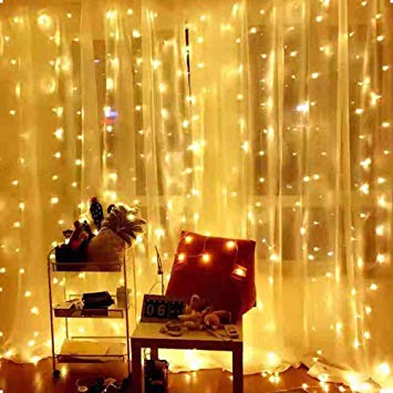 Ever Smart Curtain Lights, USB Powered 300 LEDs Warm White String Lights for Bedroom, 9.8x9.8Ft Waterproof & 8 Modes Flashing Fairy String Lights