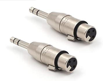 VCE XLR Female to 6.35mm 1/4 Inch Male Stereo Plug-in Audio Adapter (2-Pack)