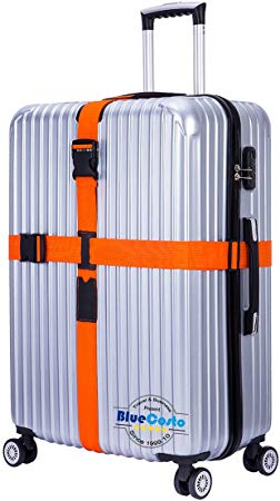 BlueCosto (Orange) Cross Luggage Straps Suitcase Travel Accessories Belt Non-slip