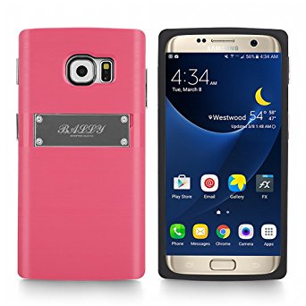 Galaxy S7 Edge Case, Arium [Bally] Stand Feature [Pink] Premium Wallet Case Brushed Hard Cover Card Holder [Kickstand] for Samsung Galaxy S7 Edge