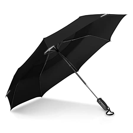 ShedRain WalkSafe Vented Auto Open Auto Close Compact Safety Umbrella: Black