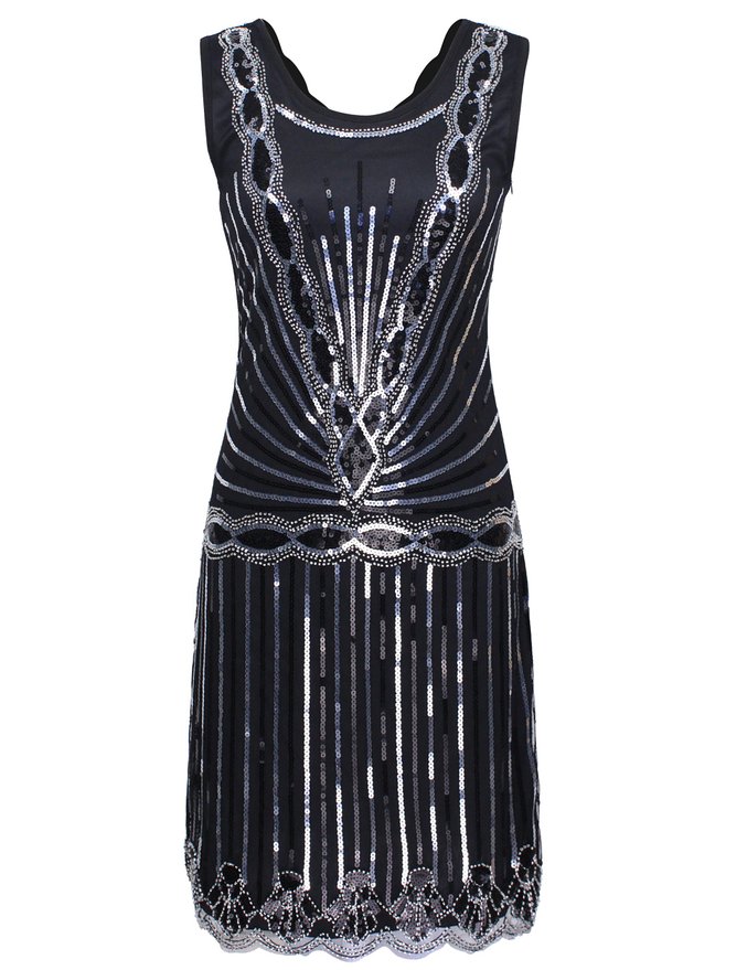 PrettyGuide Women 1920s Vintage Art Deco Sequin Inspired Gatsby Flapper Dress