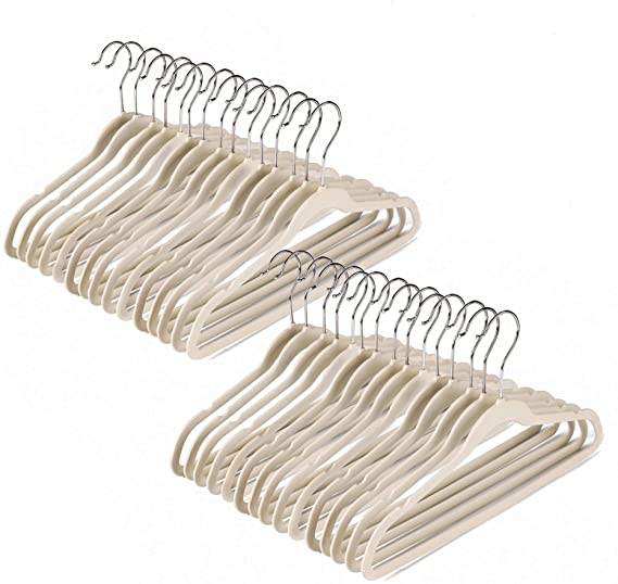 Quality Kids Plastic Non Velvet Non-Flocked Thin Compact Children's Hangers Swivel Hook for Shirts Blouse Coats (Ivory, 30)