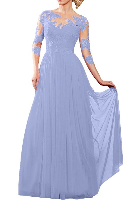 Avril Dress Women's Gorgeous Appliques Illusion Prom Gown Evening Dress Long