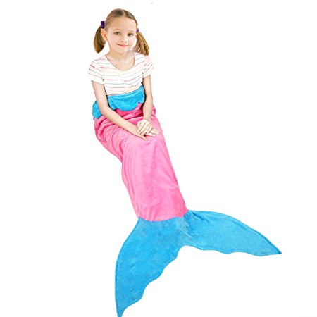 Amagoing Mermaid Tail Velvet Blanket for Kids Child Girls Gift (Ages 3-12)