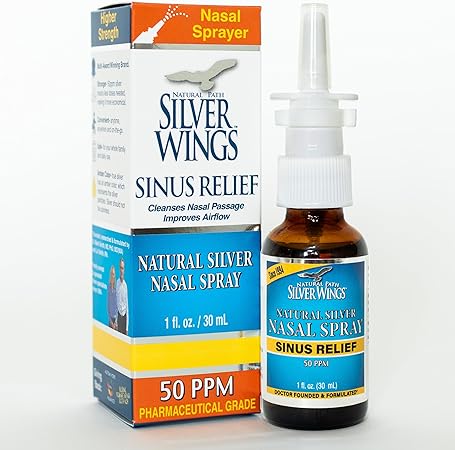Natural Path Silver Wings Colloidal Silver 50ppm Nasal Spray 1oz - Liquid Sinus Relief