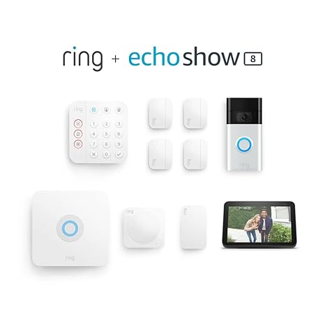 Ring Alarm 8-Piece Kit (2nd Gen) with Ring Video Doorbell and Echo Show 8 (2nd Gen, Charcoal)