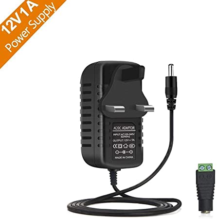 LightingWill 12V 1A LED Power Supply 12W Power Adapter 100-240V AC to 12V DC 1Amp 12Watt Wall Plug LED Transformer for 12V 3528/5050 LED Strip Light CCTV Camera