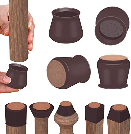 9/10" Small Silicone Chair Leg Floor Protectors with Felt, Free Moving Table Leg Covers, Prevent Floor Scratches and Reduce Noise 16Pcs