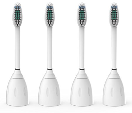 Philips Sonicare Compatible Replacement Toothbrush Heads E Series with Caps, 4 pack, HX7022 HX7001 fits Essence, Xtreme, Elite, Advance and CleanCare