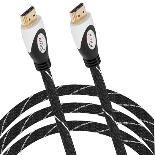 Jumbl High-Speed HDMI Category 2 Premium Cable (3 Feet) Supports 3D & 4K Resolution, Ethernet, 1080P and Audio Return - Nylon Braided Jacket