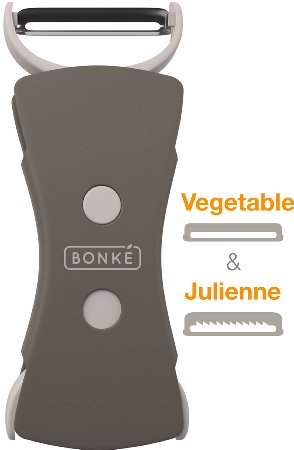 2 In 1 Bonke Vegetable Peeler and Julienne Peeler Set - Stainless Steel Blade - Perfect for Carrot, Apple, Fruit, Potato Peeler - Spiral Vegetable Slicer Spiralizer