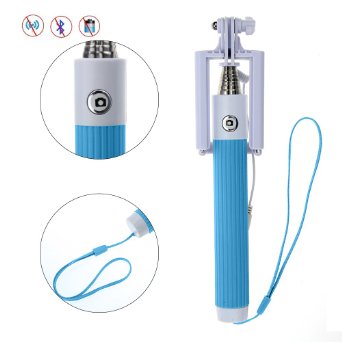 Gentlen 3-In-1 Self-portrait Monopod Extendable Selfie Stick with Wired for Samsung S4 S5 S6 Note 2 3 4 iPone 44S55S66S HTC SONY Etc Mobile Phone Monopod Blue
