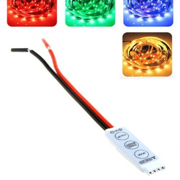 TOOGOO(R) 12V Ultra Slim Mini Portable RGB 5050/3528 LED StripTape Strip Controller Dimmer