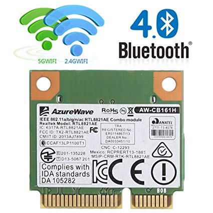 Goodqueen Dual Band 2.4 5G 433M 802.11a/b/g/n/ac WiFi Bluetooth 4.0 Wireless Half Mini PCI-E Card for Realtek RTL8821AE AW-CB161H