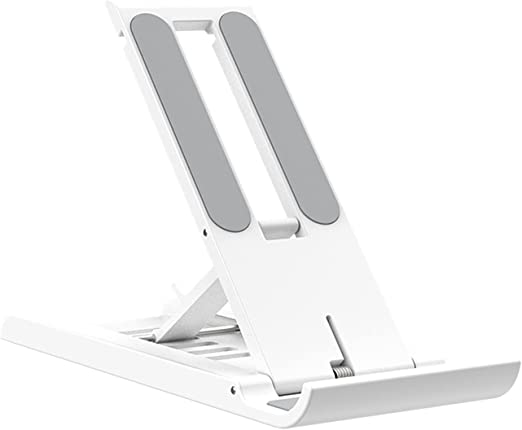 Cell Phone Stand, Ultra Light and Portable Foldable Multi-Angle Phone Holder for Desk, Compatible with iPhone 13/12/11/Xs/Xr/X Series, iPad, iPad, Samsung, Google and Other 4-12 inch Devices (White)