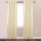 Best Home Fashion Thermal Insulated Blackout Curtains - Back Tab Rod Pocket - Beige - 52W x 84L - Set of 2 Panels