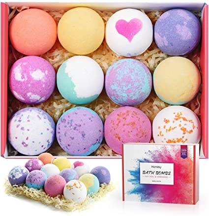 Homasy Bath Bombs, 12 Packs Bath Bomb Gift Set, Fizzies Body Moisturize, Perfect For Bubble & Spa Bath, Pure Natural Scents, Handmade Day Gift For Kids, Mom, Girlfriend, Friends, Family Members