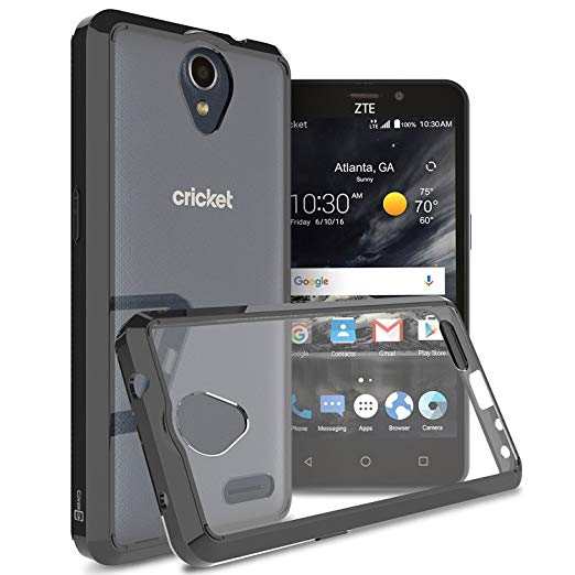 ZTE Prestige 2 Case, CoverON [ClearGuard Series] Hard Clear Back Cover with Flexible TPU Bumpers Slim Fit Phone Cover Case for ZTE Prestige 2 - Black/Clear