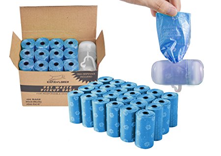 EXPAWLORER Degradable Dog Poop Bags Unscented Leak-Proof Pet Waste Bag includes Dispenser 24 Rolls / 480 Count