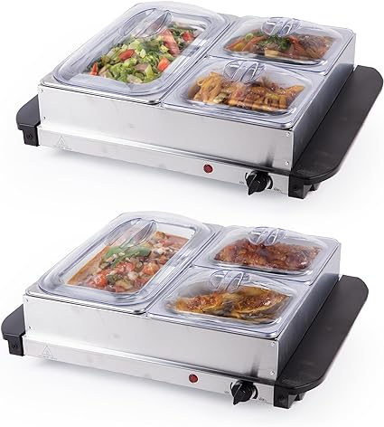 EHOMEA2Z Food Warmers for Parties 2 Pack,Buffet Servers and Warmers,Warming Trays for Buffets, Food Warmer,Chafing Dish (2x5 Quart)
